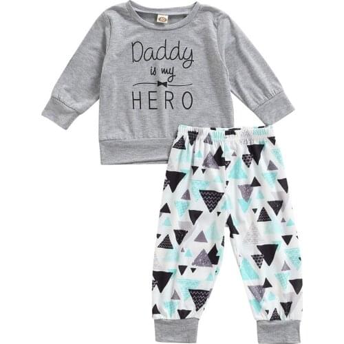 Toddler Kids Baby Girls 2Pcs Fall Outfits, Long Sleeve Letter Print Pullover and Triangle Pants Set 6M-5T