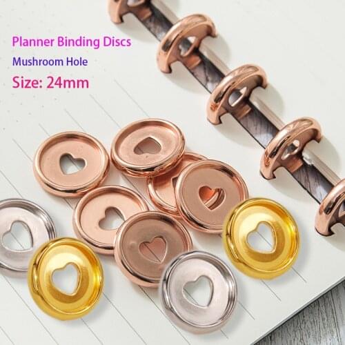 20pcs 24mm Mushroom Hole Discs Binding Plastic Planner Rings Notebook Heart Shaped Discs Binder Mushroom Rings Binding Supplies