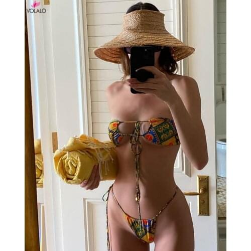 2021 Sexy Hollow Bikinis Solid Bather Suit Bandage Push Up Swimsuit, Monikinis Two Piece low waist Thong Beachwear