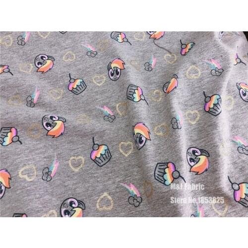 50*148cm rainbow cute little girl poni elasticity lycra knit cotton fabric For Sewing diy Patchwork baby girl dress T-shirt