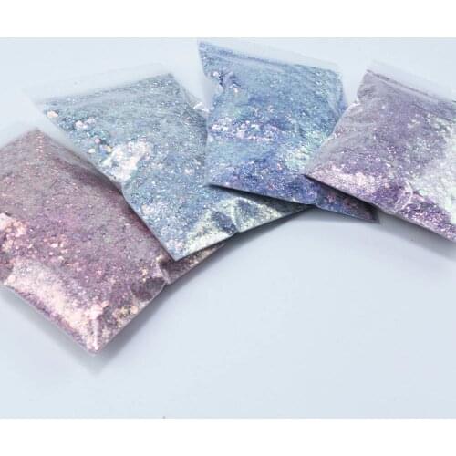 50g/bag Holographic Nail Glitter Flakies Sequins Mixed-Hexagon AB Color Laser Powder Paillette DIY Nail Art Decorations Dust M0