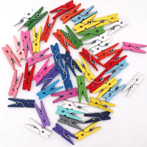 50 PCS Wholesale Very Small Mine Size 25mm Mini Natural Wooden Clips For Photo Clips Clothespin Craft Decoration Clips Pe
