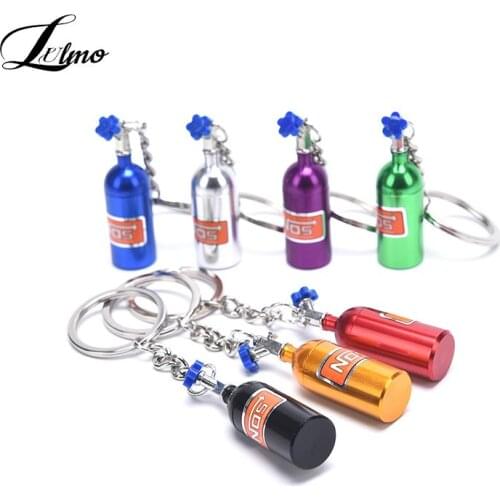 Car Turbo NOS Keychain Nitrogen Bottle Metal Key Chain Key Ring Stash Pill Box Storage