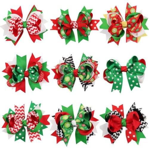 MengNa 5"Large Ribbon Hairbows,Large hair bows Girls' Hair Accessories With Clip,Boutique Christmas Hair Bows 36cs/lot