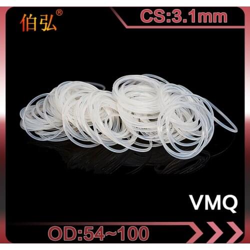 White Silicon O-Ring 1PC/lot Silicone/VMQ CS3.1mm OD54/55/60/65/70/75/80/85/90/95/100mm Rubber O Ring Seal Gasket Rings Washer