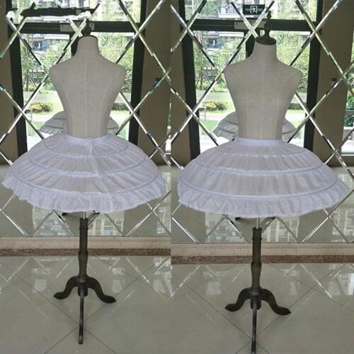 White 3 Hoops Wedding Petticoats for Short Dress Ballet Skirt Girls Crinoline Elastic Waist Underskirt Jupon Court