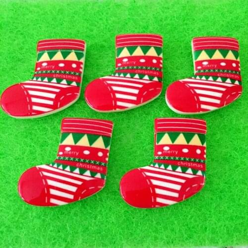 Big 10pcs/lot 28mm*30mmresin Christmas stockings flat back cabochon decorative resin crafts Clipbook button-A375