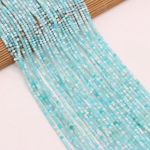 Natural Stone Beads Round Faceted Ocean blue Tianhelite Loose Spacer Beaded For Jewelry Making DIY Bracelet Necklace Accessories