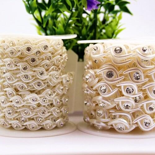 1YD Eye Shaped Diamond Beads DIY Imitation Pearl Diamond Chain Marquise Shaped Bead Chain Wedding Bead String Plastic Lace