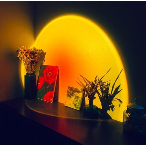 Home Party USB Projector Sunset Lamp Night Lights Atmosphere LED Light Rainbow Floor Lamp Decor Bedroom Background Wall Colorful