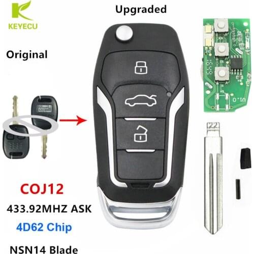 KEYECU Upgraded Flip Remote Key 433MHZ 4D62 Chip for Australian Subaru Forester Liberty Outback Impreza COJ12 Uncut NSN14 Blade