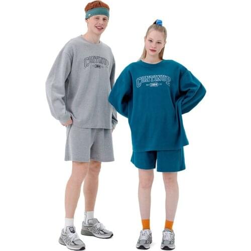 Japanese Harajuku Streetwear Oversized Two Piece Shorts Sets for Women and Men Vintage 90s Shorts and Long Sleeve T Shirt Set
