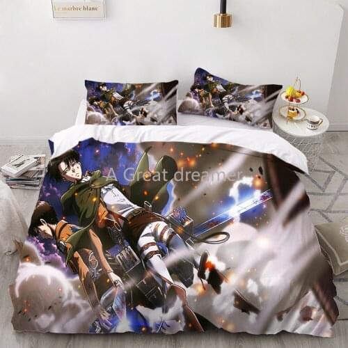 3D Printed Anime Attack on Titan/Attacking Giant Bedding Set Soft Duvet Cover For Teens Kids Bed Quilt Cover Bed 2/3Pcs