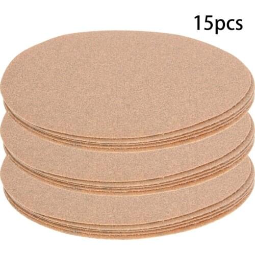 Utoolmart Hot 5-inch Sanding Disc Yellow Flocking Round Sandpaper 60/80/100/120 Grit Brushed Velvet Sanding Sheets 5/10/15pcs
