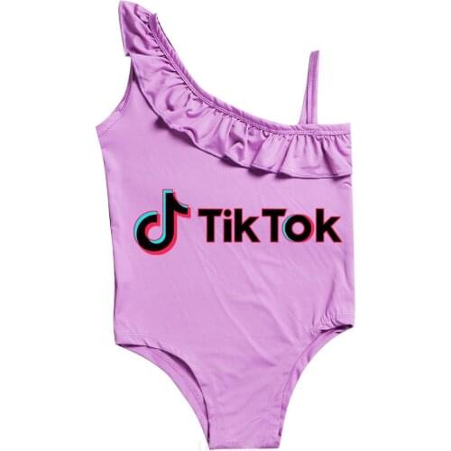 Tik Tok girls swimwear Bikini Kids swimsuit girls bath beach Tik Tok Party kid birthday wear cute