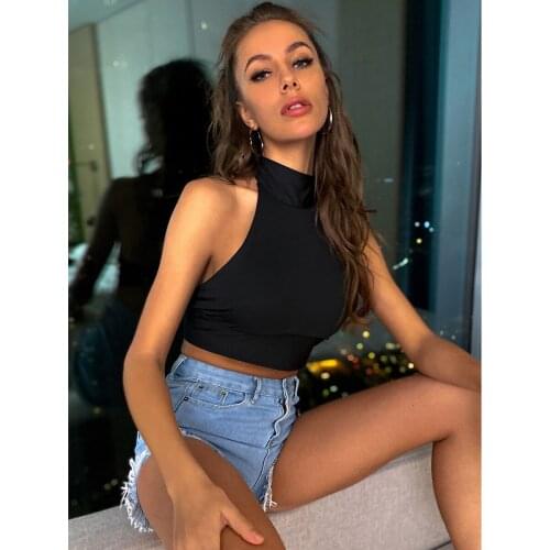 EIFER Summer Sleeveless Sexy Navel Halter Halter Lace Tight Ladies tank top