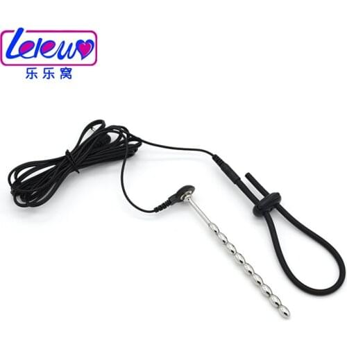 Massager Long Beads Metal Urethral Sounds Catheter With Penis Ring Electro Penis Plug Dilator For Products For Man
