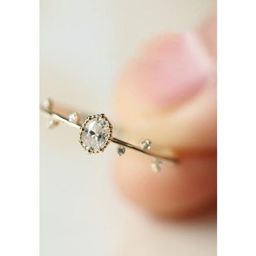 Cute Female Small Oval Stone Ring 100% Real 925 Sterling Silver Gold Wedding Rings For Women Promise Love Engagement Ring