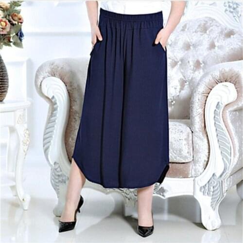 2020 Summer new mothers wide leg pants,PLUS size M-6XL 7XL brand thin cotton linen pants,large size Skirt trousers