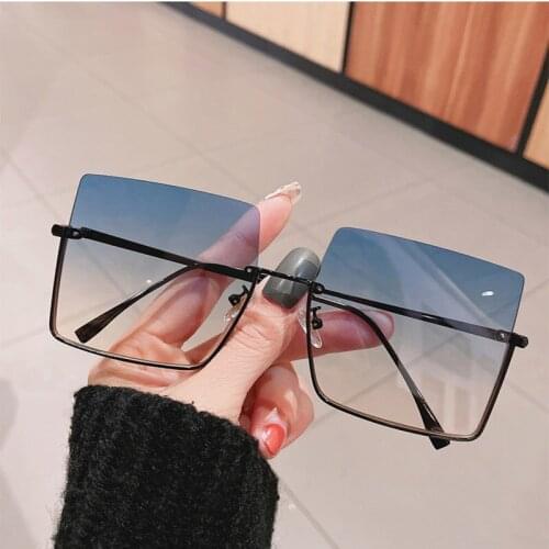 Luxury Brand Square Oversizded Sunglasses Women Metal Rimless Shades Dames Half Frame Sun Glasses For Female Men zonnebril dames