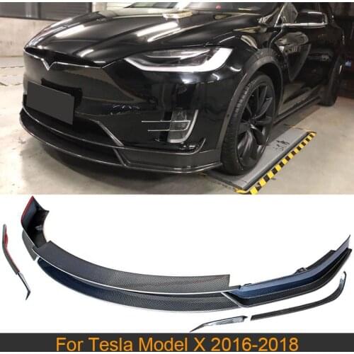 Carbon Fiber Front Bumper Lip Spoiler For Tesla Model X 2016 - 2018 Car Front Bumper Lip Spoiler Splitters Apron Protector