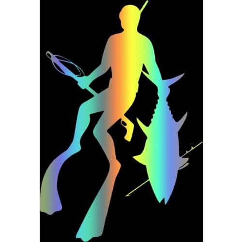 S51447# Various Sizes Car Stickers Vinyl Decal Spearfishing Dive Gun with Snorkeling Motorcycle Decorative Accessories Creative