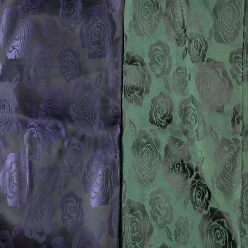 Brand New Green & Purple Navy Blooming Flower Dural Jucquard Polyester Viscose Lining Fabric For DIY sewing 50x140cm