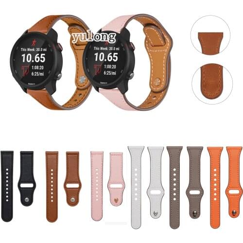20mm 22mm Leather Watch Band Strap for Garmin Forerunner 245 245M 645 645M Vivoactive 3 trainer music Smart Watch Wrist band