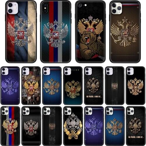 Russian Flag Bear Eagle Flag Luxury Phone Case Cover for iPhone 11 12 Pro MAX 7 8 XR XS MAX X 6 6S Plus Silicone Soft TPU Coque