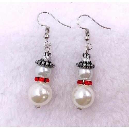 Christmas Snowman Earring Fashionable Creative Crystal Drop Dangle Earrings Holiday Jewelry for Women Girls Decration Gift