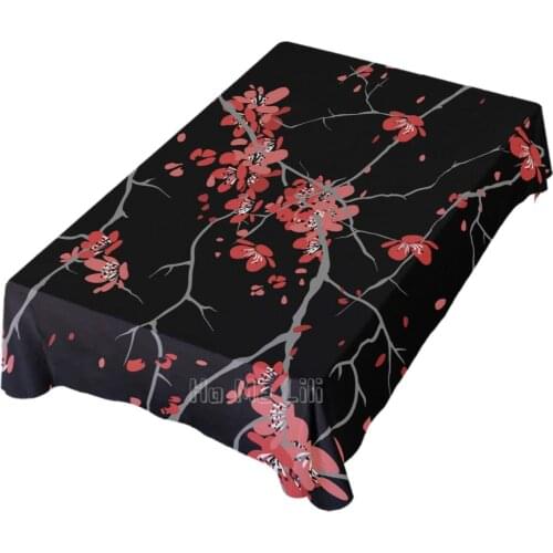 Cherry Blossom Tablecloth Rectangular Wrinkle-resistant Table Cover For Dining Kitchen Party