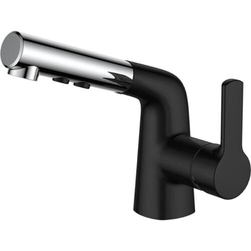 Pull Out Bathroom Basin Sink Faucet Hot Cold Water Mixer Tap Black Faucets Crane with Spray Tall Bathroom Faucet