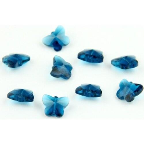 Brightness 500pcs/lot 14mm Zircon Blue Crystal Butterfly Beads in One Middle Hole Supply Chandelier Pendants Glass Curtain