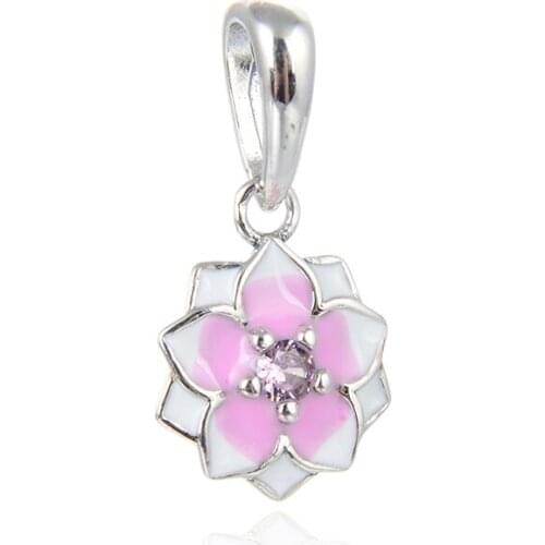 KAMAF 2019 fashion 925 sterling silver Flower blossoms charm of the original set of DIY beaded bracelet gift