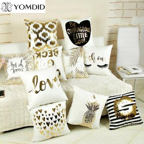 Bronzing Cushion Cover 45x45cm Linen&Polyester Decorative Pillow Case Home Sofa Car Pillowcase pineapple love Printed Pillows