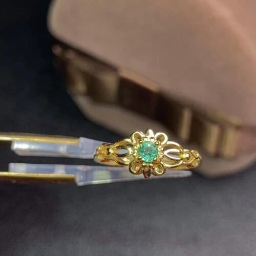 Women ring green gem silver ring emerald ring natural gem gold plated party engagement ring gift 925 sterling silver
