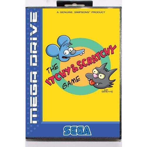 Itchy and Scratchy 16 bit MD Game Card With Retail Box For Sega Megadrive/Genesis