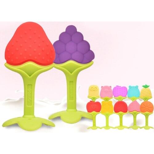 1pcs Attention Baby Teether Safe Toys Toddle Banana Teething Ring Silicone Chew Dental Care Toothbrush Nursing Beads Gift Infant