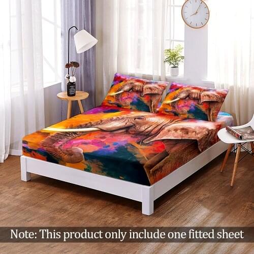 1pc Custom Soft 3D Print Tiger Elephant Jungle Wild Animals Fitted Sheet Elastic Band Bed Sheet Queen King Home Bedroom Decor