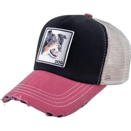 11 Styles Unisex Cotton Vintage Irregular Distressed Hip-Hop Baseball Cap Animal Embroidered Mesh Back Adjustable Trucker Hat