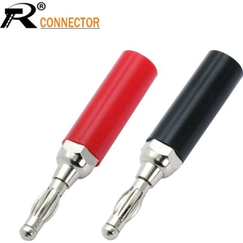 2pcs/lot Black+Red HIGH QUALITY 4MM BANANA PLUG CONNECTORS ADAPTER SPEAKER WIRE AUDIO CABLE RED RETAIL