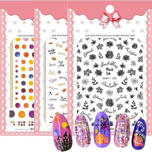 Halloween Adhesive Stickers for Nail Decoration 2021 Design DIY Transfer Decals Tips Manicure Tools for Beauty