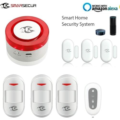 Wireless WIFI Siren With Door Contact and PIR Sensor Smart Home Security System