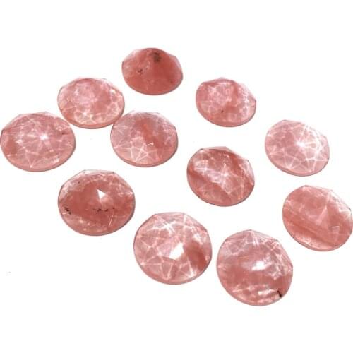 Natural Stone Watermelon Red Cabochon Beads Faceted Flat Back Round No Hole Loose Beads For jewelry making DIY Ring accessories