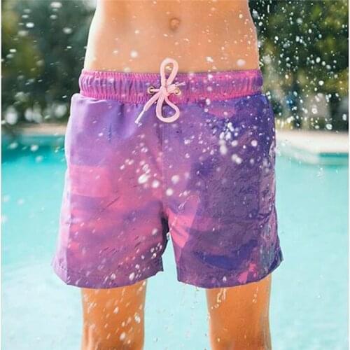 Quick Dry Color Changing Summer Beach Shorts Men Quick Dry Swimwear Board Shorts Boy Swimming Surfing Shorts Portable Shorts