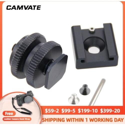 CAMVATE 1/4" Hot Cold Shoe Mount +1/4"-20 Tripod Screw to Flash Hot Shoe Mount Adapter C0992 camera photography accessories