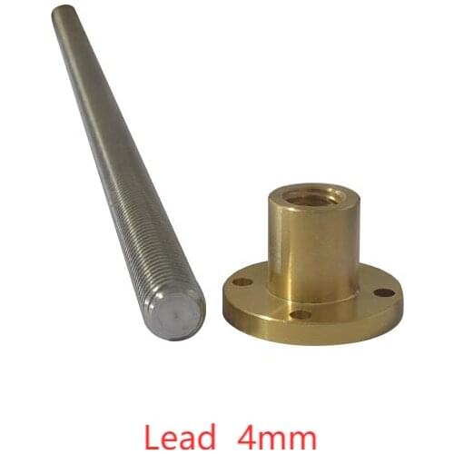 304 stainless steel T20 screw length 400mm pitch 4mm lead trapezoidal spindle with nut