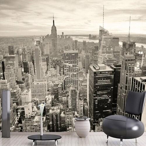 Custom Mural European Retro Building Mural Bedroom Living Room TV Backdrop New York Black And White City Non-woven Wallpaper 3D