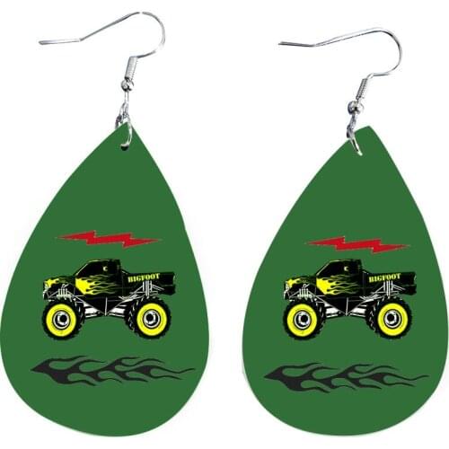 Gift Ideas For Mom Faux Leather Truck Earrings Birthday Party Ideas Two Layers Teardrop More Style Stock