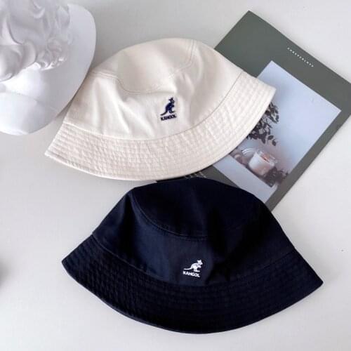 2021 Summer Kangaroo Flat Top Fisherman Hat Visor Basin Hat Fashion Wild Cotton Fabric Men And Women Flat Top Cloth Hat Beret